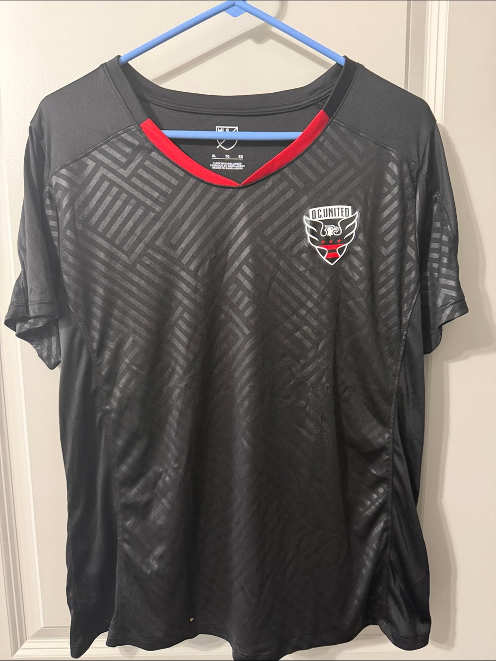 DC United Men's Black Soccer Jersey with Red Neck Trim